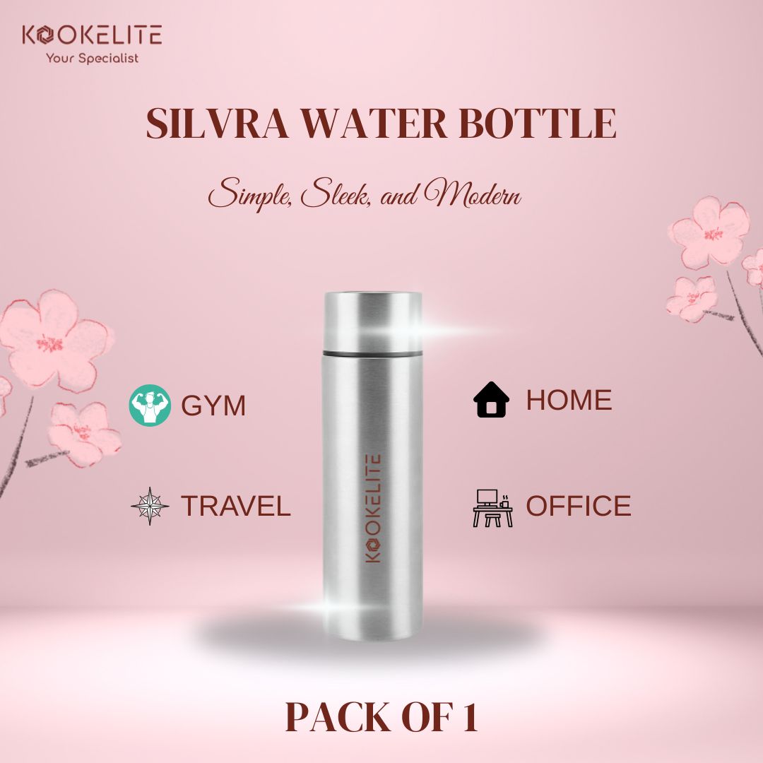 Silvra Premium Stainless Steel Bottle | 1L Water bottle Flask | Durable, Stylish, Modern & Leak-Proof | Hot & Cold for All-Day Use