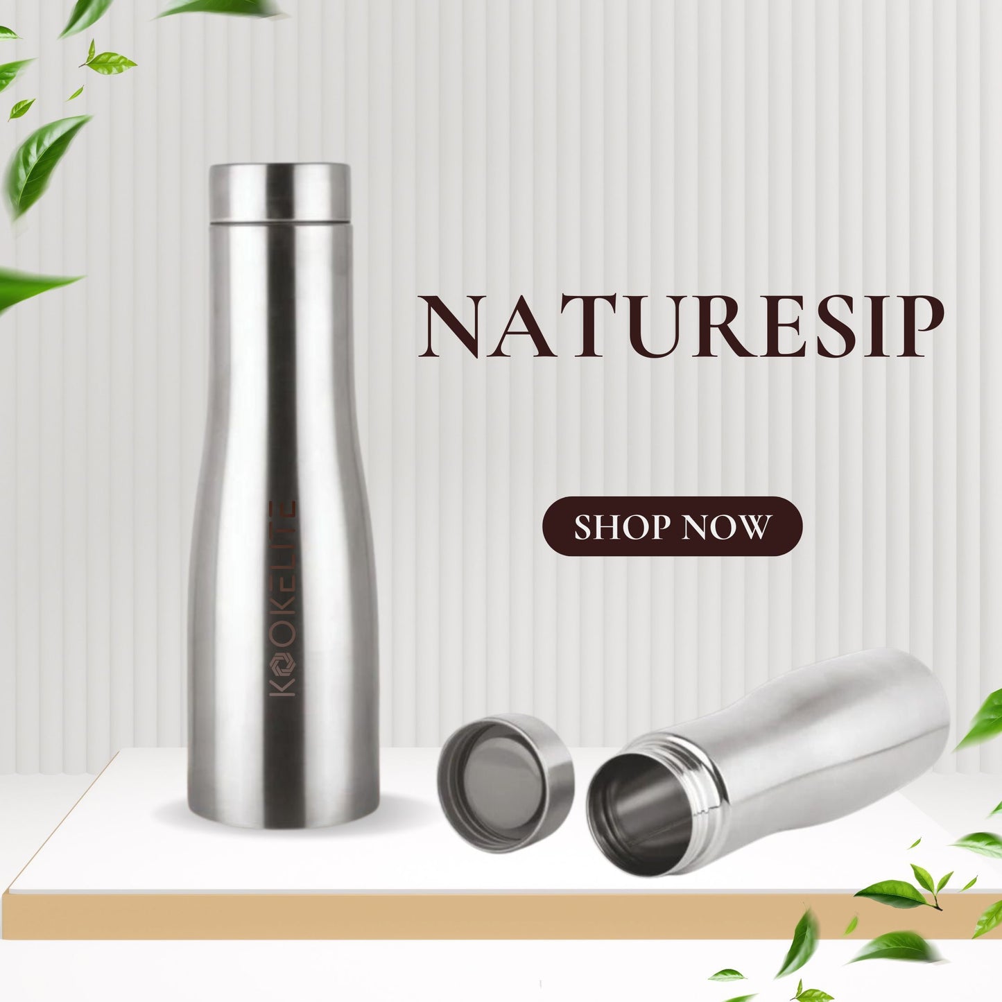 NatureSip Stainless Steel Water Bottle 1 Litre | Leak-Proof | Hot & Cold | Premium Matte Finish Flask for Home, Office, Travel, Gym & Sports | Pack of 1
