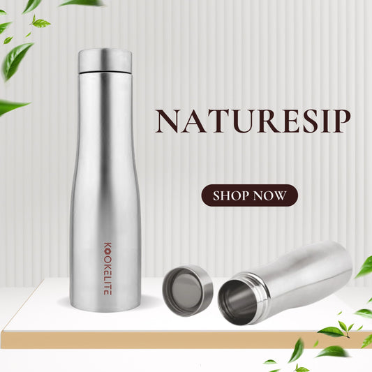 Naturesip 1 Litre Stainless Steel Water Bottle | Leak-Proof, BPA-Free, for Kids, Adult, Office, Gym, Travel & Home | Pack of 1