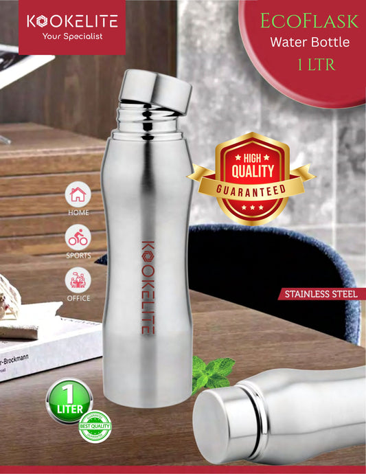 EcoFlask Stainless Steel Water Bottle 1 Litre | Hot & Cold | Leak-Proof | Eco-Friendly & Reusable Flask for Office, Gym, Travel & Home | Pack of 1