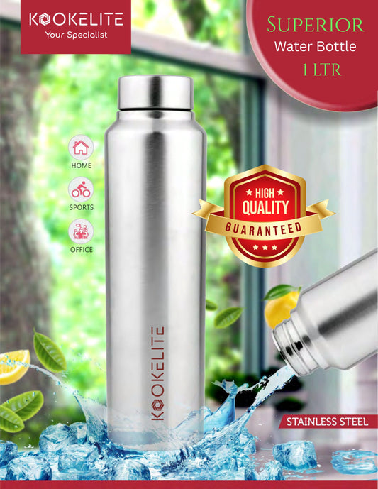 Superior Stainless Steel Water Bottle 1 Litre | Hot & Cold | Leak-Proof | Eco-Friendly & Reusable Flask for Office, Gym, Travel & Home | Pack of 1